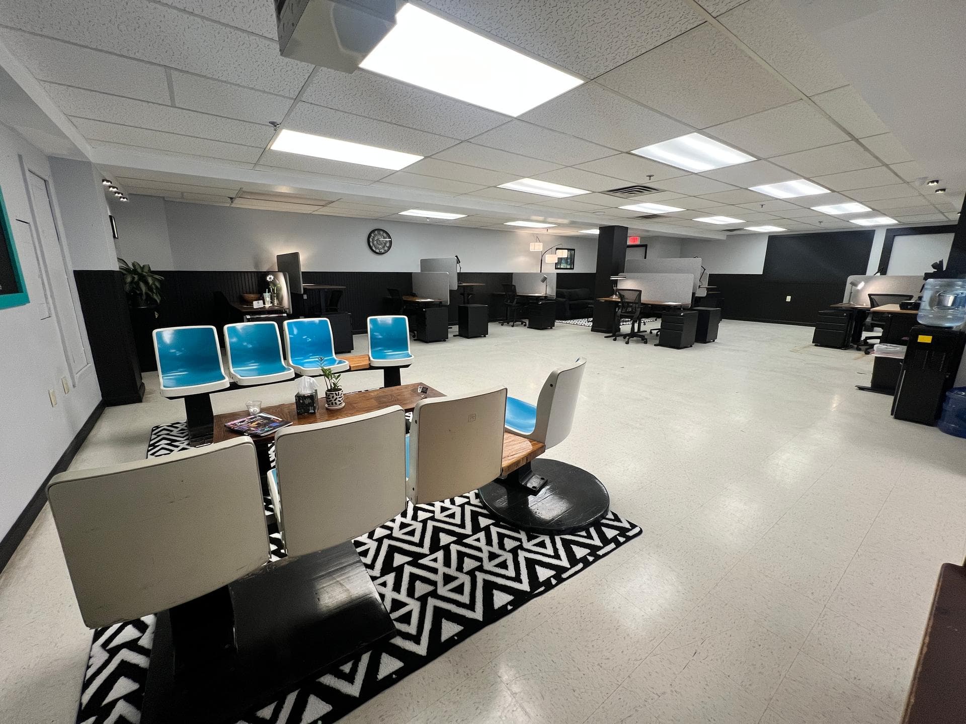 Comfortable lounge seating area for coworking members