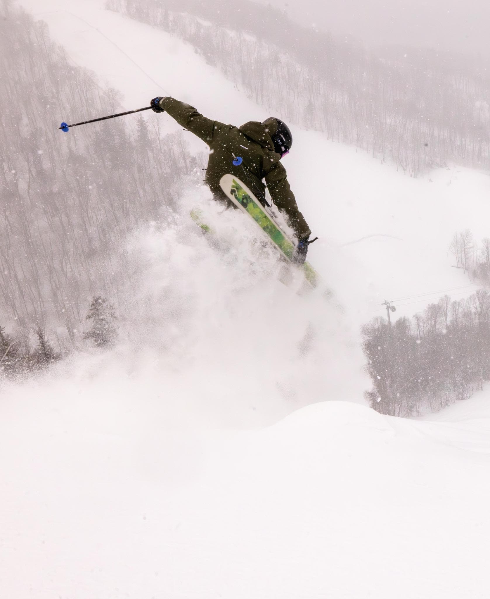 Skiing powder at Killington Resort
